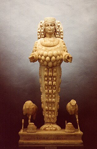 Artemis of Ephesus. 1st century CE Roman copy of the cult statue of the Temple of Ephesus. Statue in the Museum of Efes (Turkey)